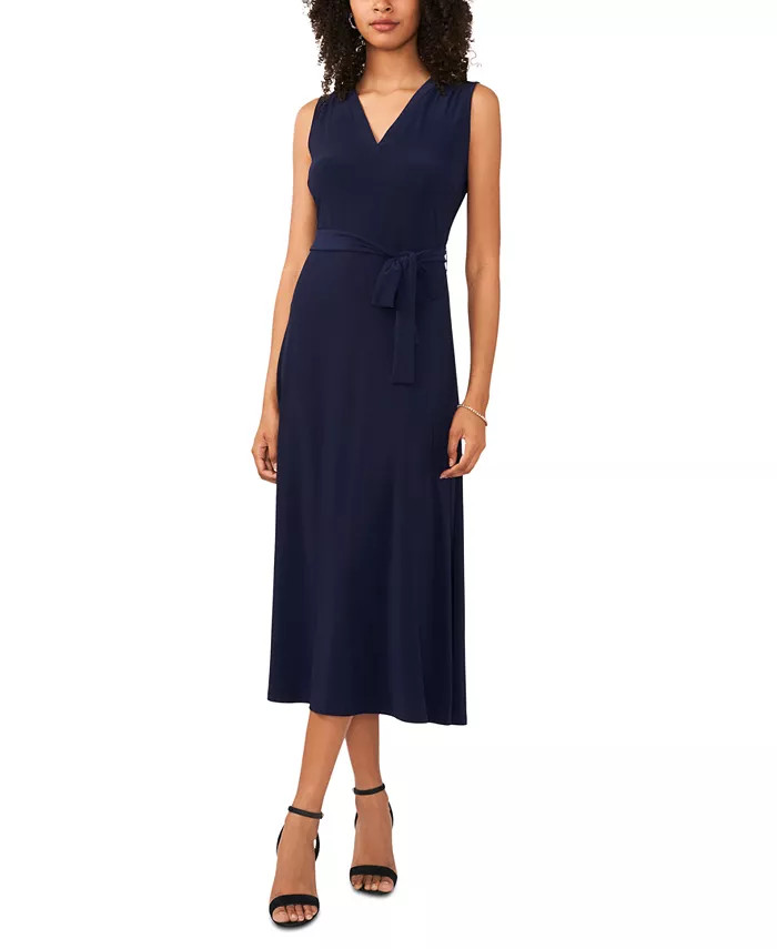 Women's Sleeveless V-Neck Tie-Waist Maxi Dress | Macys (US)