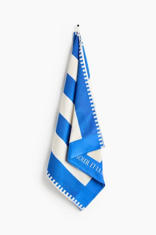 H & M - Striped Cotton Beach Towel - Bright Blue/Striped | H&M (US + CA)