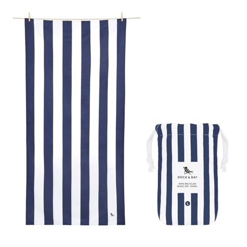Dock & Bay Beach Towel - Quick Dry, Sand Free - Compact, Lightweight - 100% Recycled - Includes Bag - Cabana - Navy - Large (160x90cm, 63x35) | Amazon (US)