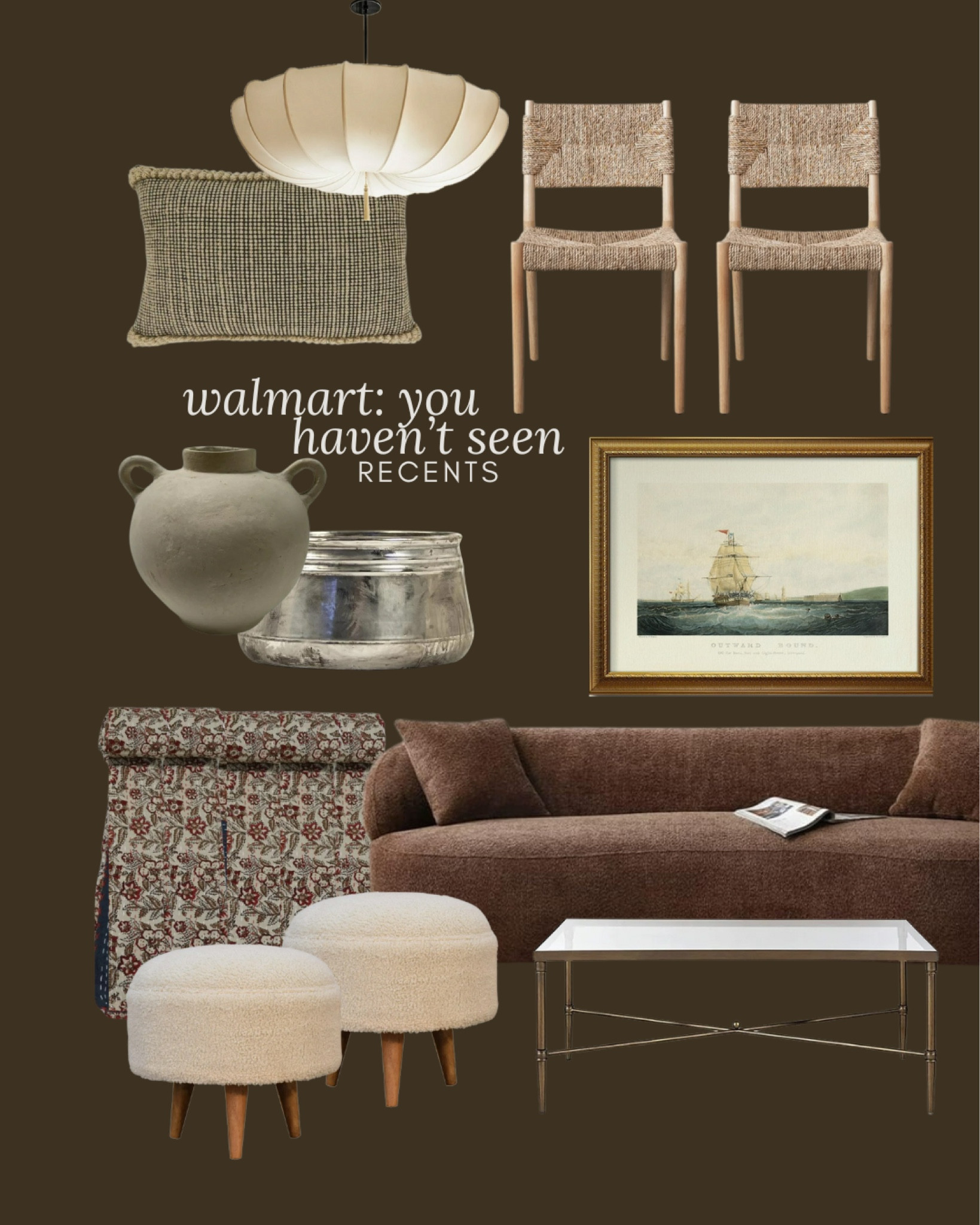 
Walmart, you probably haven’t seen, unique fines from Walmart, Moody, home, decor, and furniture from Walmart, love, love, love this sofa, modern accent stool, modern ottoman kantha quilt, set of woven dining chairs, throw pillow, silver decorative bowl, handle base, framed, and ready Art, one-of-a-kind chandelier, ceiling light

#LTKSaleAlert #LTKStyleTip #LTKHome