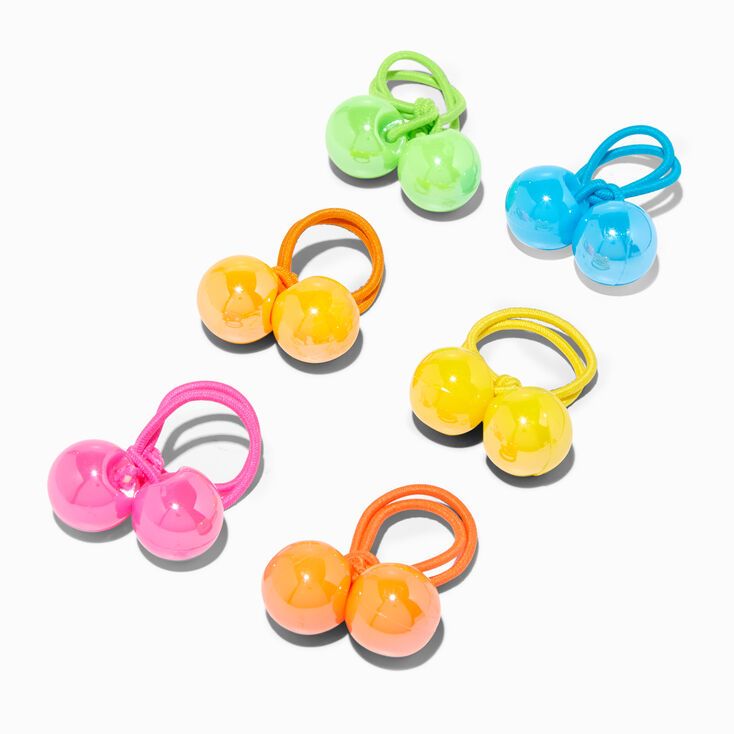 Claire's Club Neon Knocker Bead Hair Ties - 6 Pack | Claire's (US)