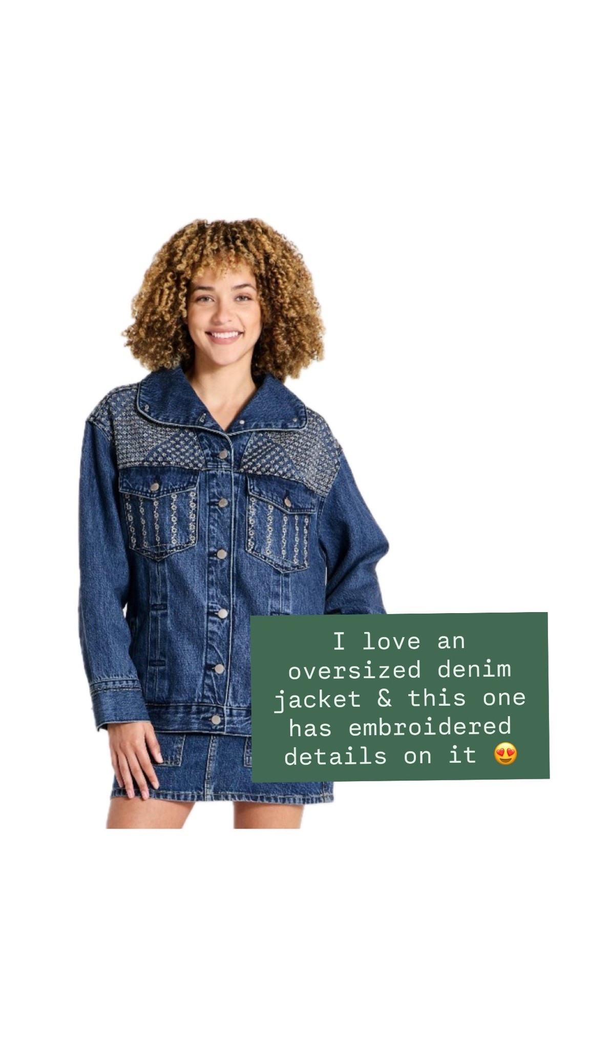 This oversized denim jacket is so cute with the embroidered details!

Loverly Grey, Target, denim jacket, fall jacket, fall layers

#LTKSeasonal