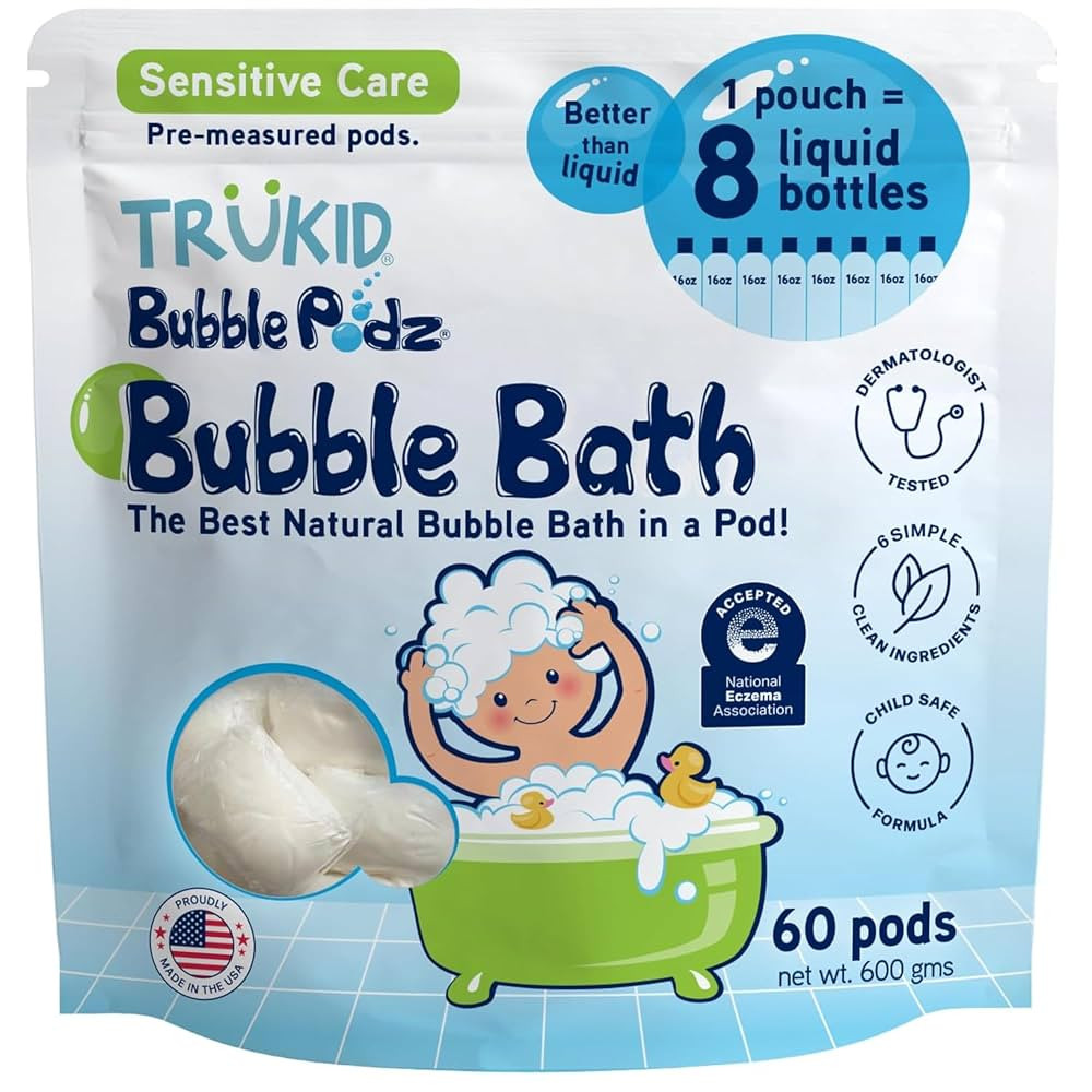 TruKid Bubble Podz Bubble Bath for Kids, Toddlers, & Babies, NEA-Accepted for Eczema, Gentle Refr... | Amazon (US)