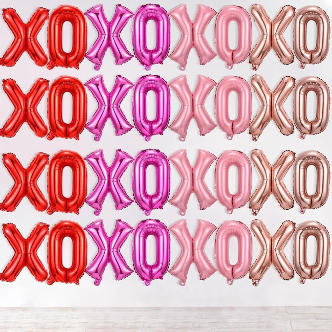 32 Pcs Valentines 16 Inches XOXO Balloons XOXO Letter Foil Balloons Banner Decorations for Weddin... | Amazon (US)