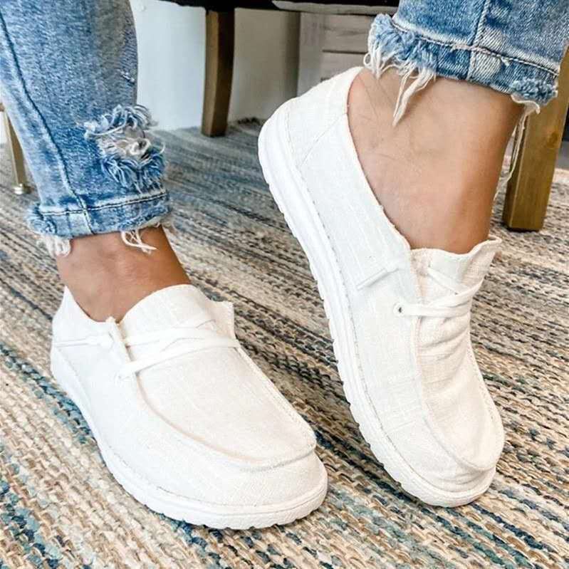 Women's Vintage Soft Round Head Sneakers Lace Up Canvas Shoes Casual Low Cut Sneakers - Walmart.c... | Walmart (US)