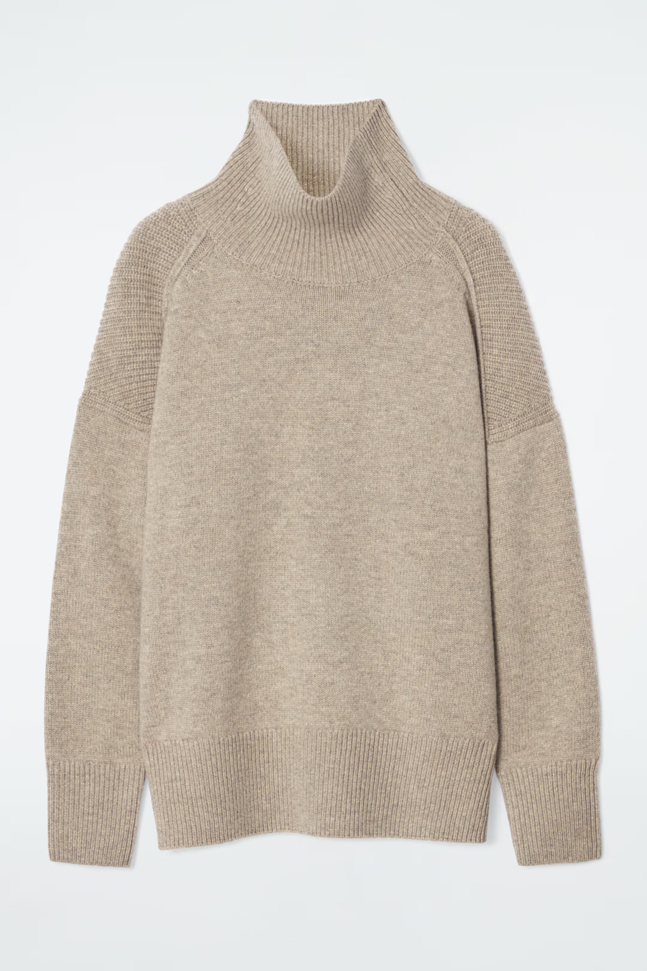 RIBBED MERINO WOOL TURTLENECK JUMPER - BEIGE | COS GB | COS UK