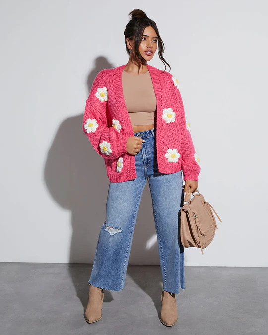 Fallen Daisy Oversized Knit Cardigan | VICI