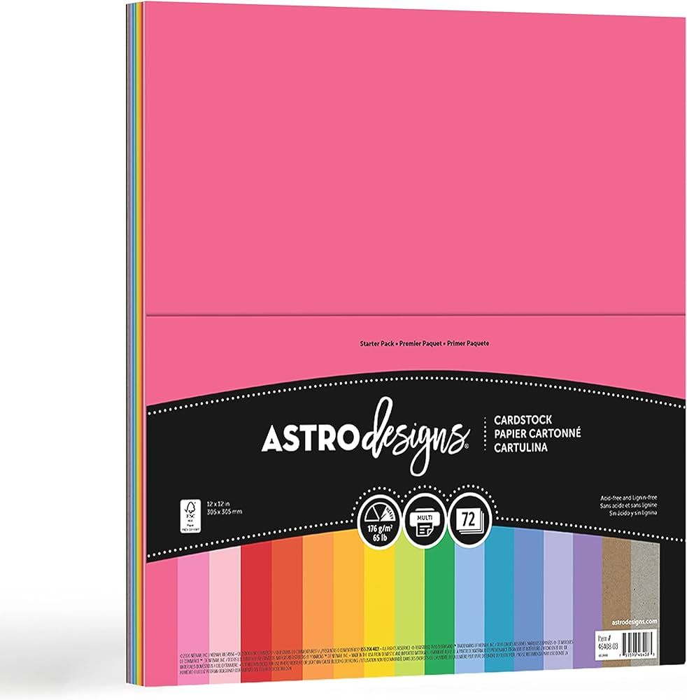 Astrodesigns/Creative Collection Starter Kit Cardstock, 12" x 12", 65 lb/176 gsm 18-Color Assortm... | Amazon (US)