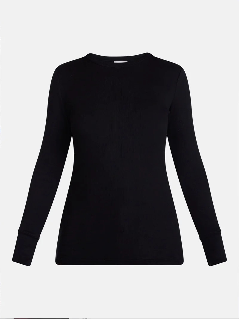 Scenario Women's and Women's Plus Rib Tee with Long Sleeves, Sizes XS-4X | Walmart (US)