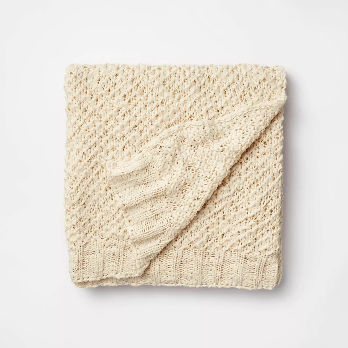 Honeycomb Textured Knit Throw Blanket Cream - Threshold™ designed with Studio McGee | Target