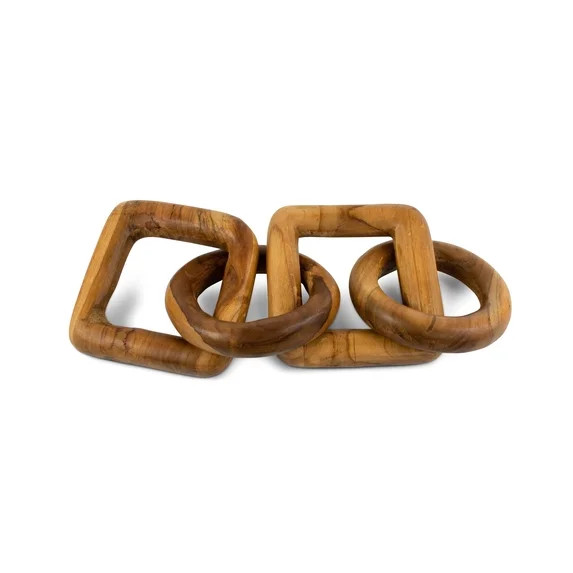 Wood Chain Link Sculpture – Hand Carved 2 Round 2 Square Link Decor, Rustic Modern Accent | Walmart (US)