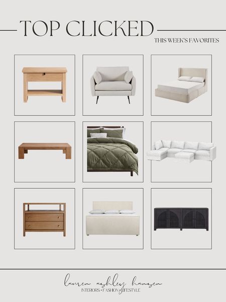 This week’s top clicked items! We have every single one of these pieces styled in our home and I couldn’t express more my love for them. I love these bed frames, our sofa is so cozy, and I love all these night stands and sideboard! 

#LTKstyletip #LTKhome