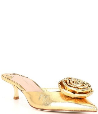x Jennifer Sumko Jensy Metallic Coated Flower Dress Mules | Dillard's