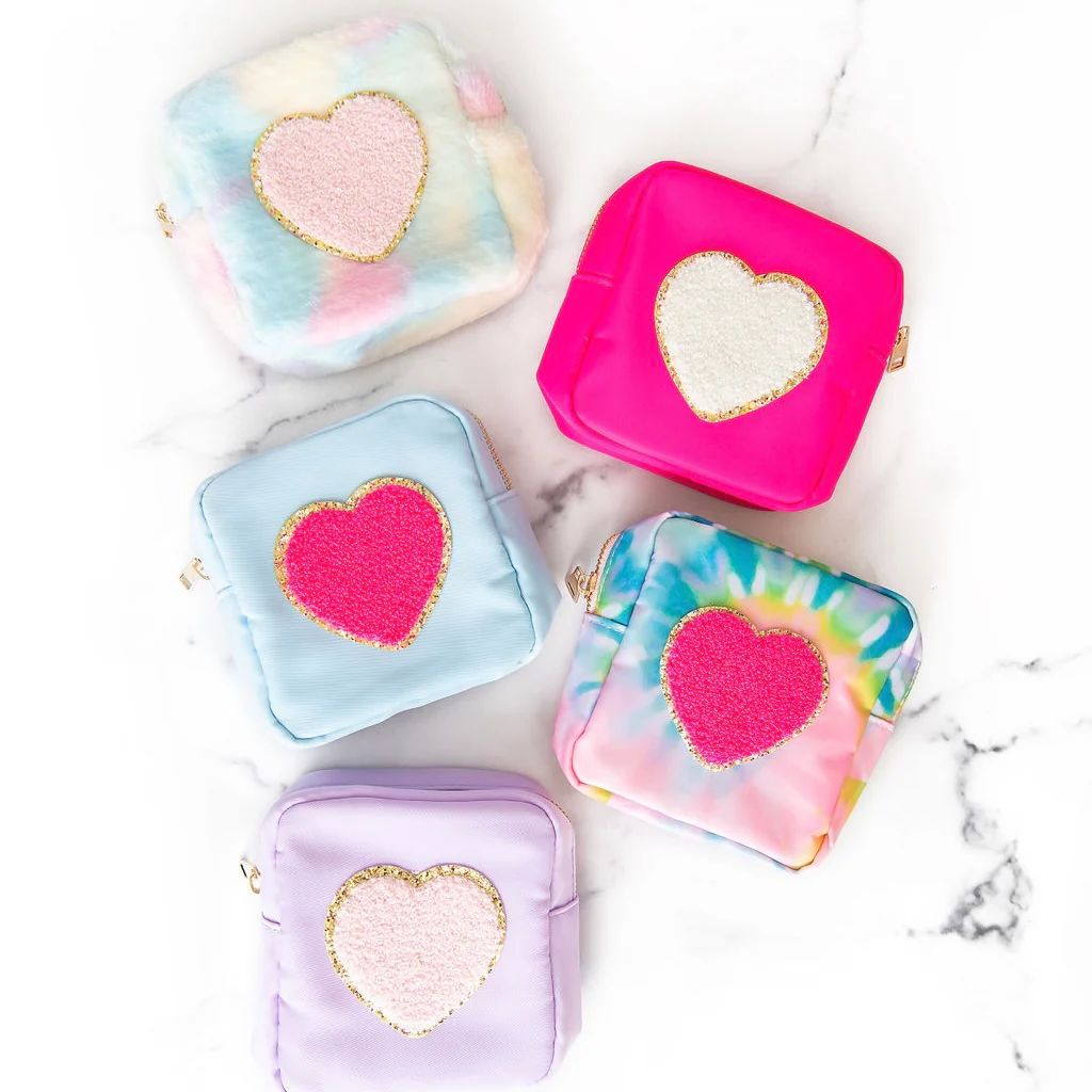Tie Dye Pouch with Hot Pink Heart | Golden Thread