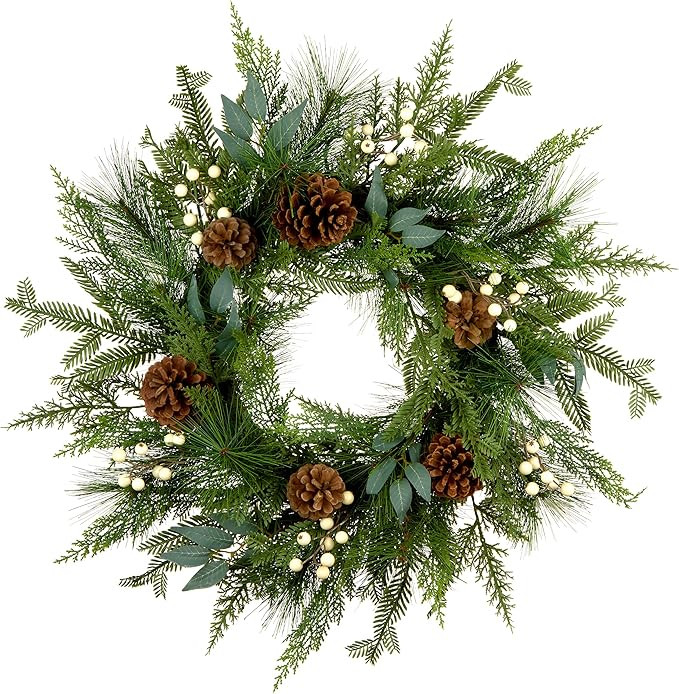 National Tree Company Artificial Christmas Wreath, Green, Inspired by Nature, White Berries, Pine... | Amazon (US)