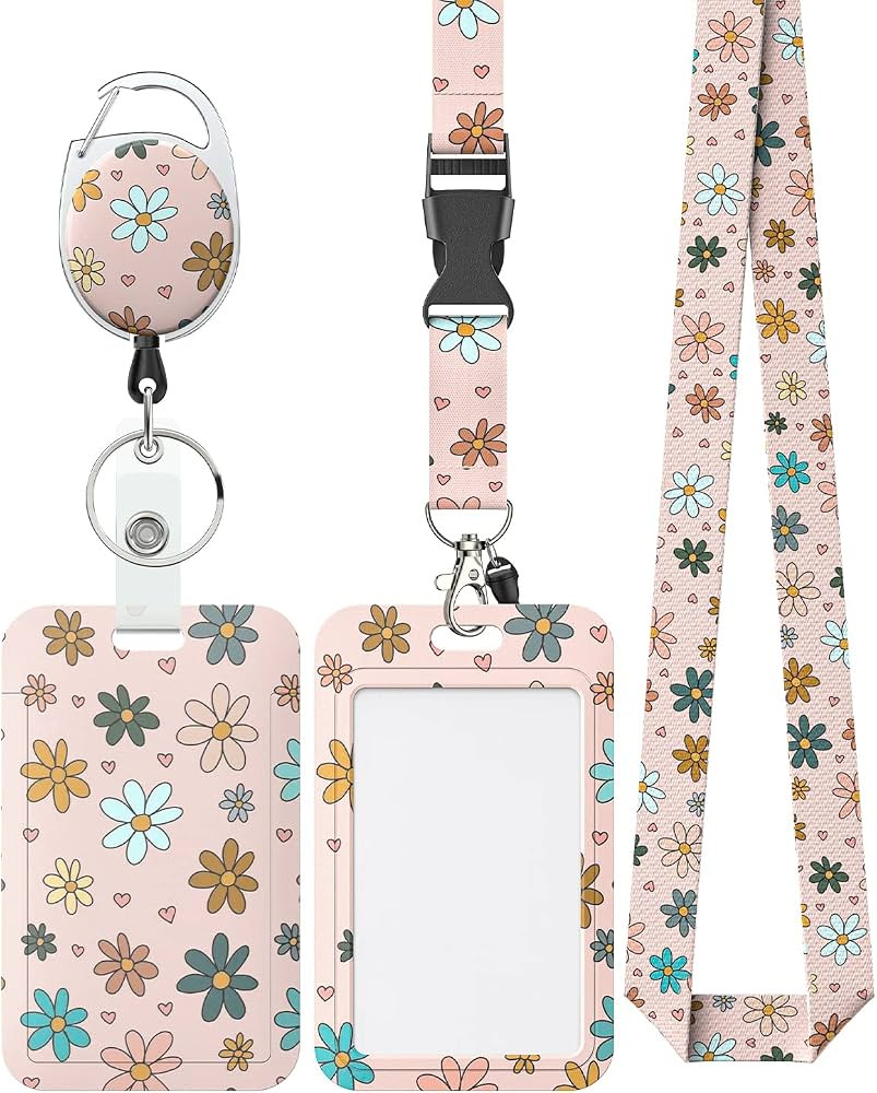 Uniclife Floral Sliding Badge Holder Colorful Flower Plastic Case with Retractable Badge Reel Car... | Amazon (US)
