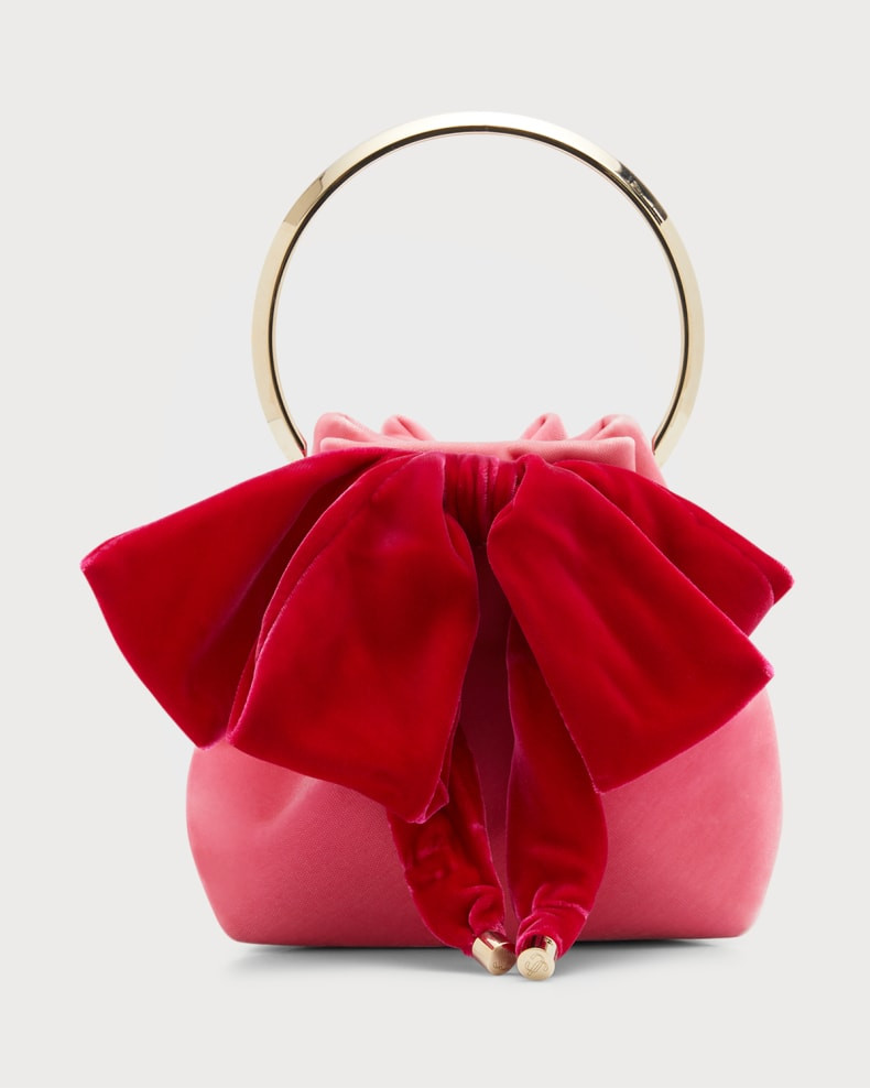 Jimmy Choo Bonbon Bow Velvet Top-Handle Bag | Neiman Marcus