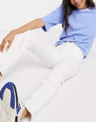 Weekday Rowe organic cotton straight leg jeans in white | ASOS (Global)