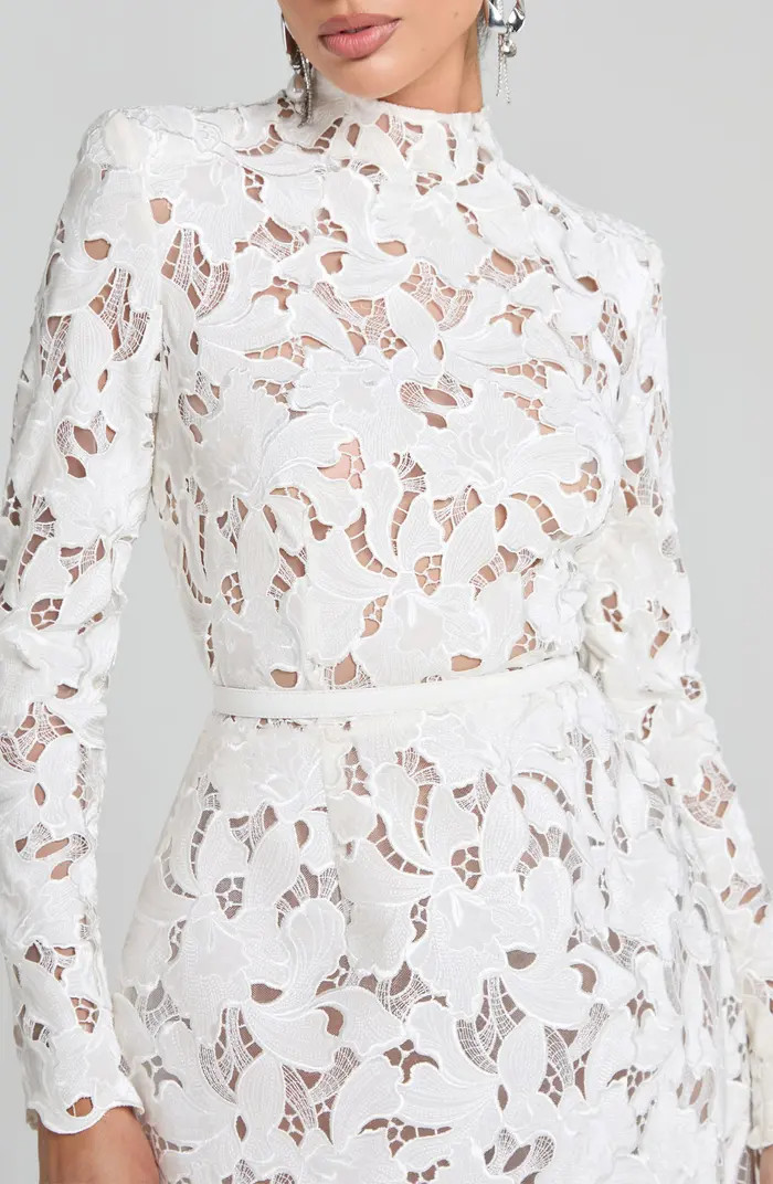 NADINE MERABI Lydia Long Sleeve Lace Cocktail Dress | Nordstrom | Nordstrom