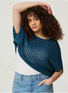 Open Stitch Pullover Oversized Cropped Sweater | Torrid (US & Canada)