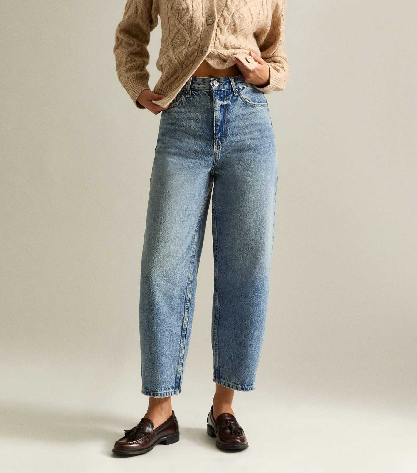 Blue Ankle Grazer Barrel Leg Jeans | New Look | New Look (UK)