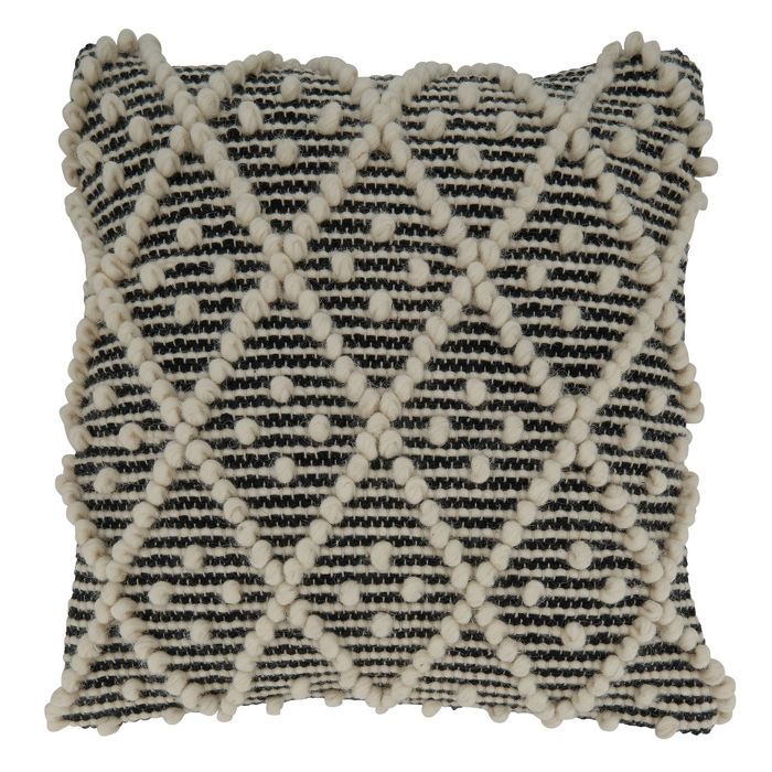 18"x18" Woven Poly-Filled with Diamonds Design Square Throw Pillow Black/White - Saro Lifestyle | Target