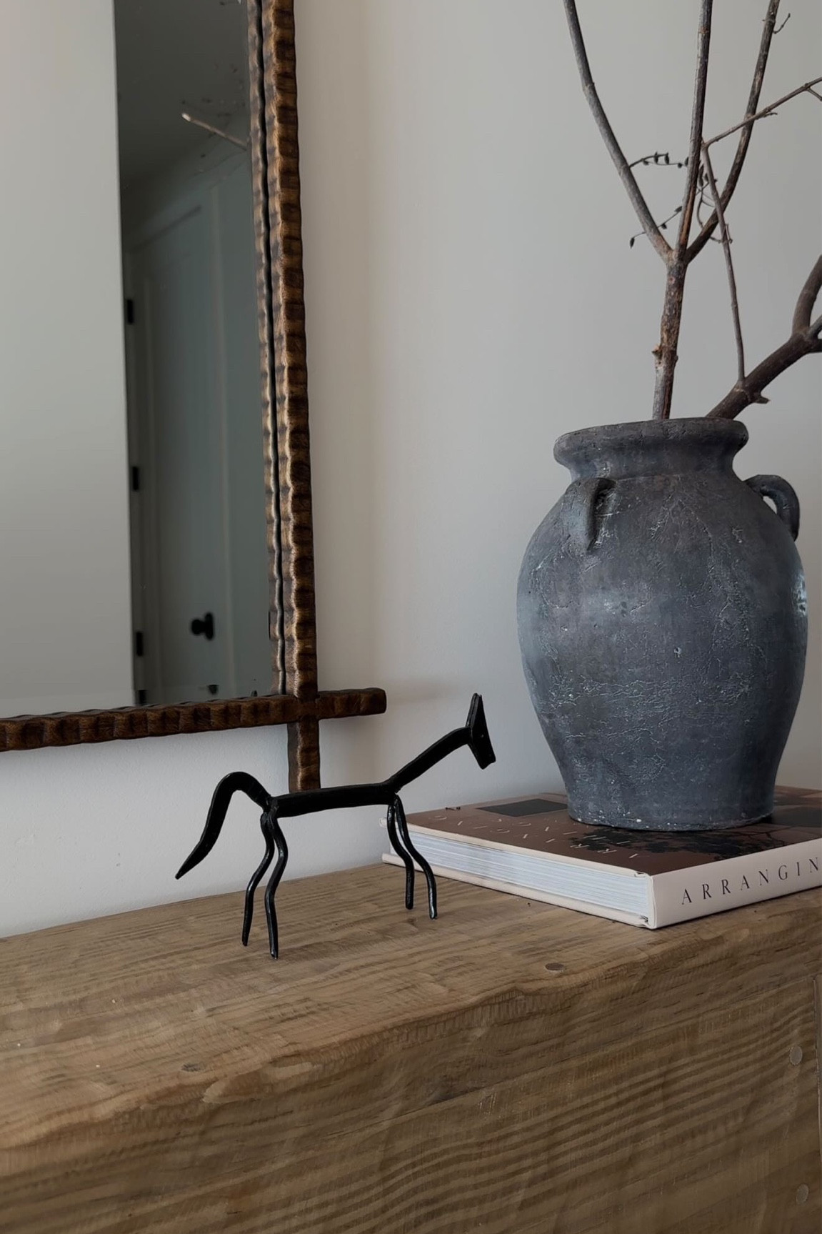 entryway update 💫 swapping out the rug for a runner added so much length to the space. I knew I wanted a deep chocolate brown and this @rugs_usa runner was perfect 🫶🏼 also, switched the small bench for a proper table and I love how it turned out