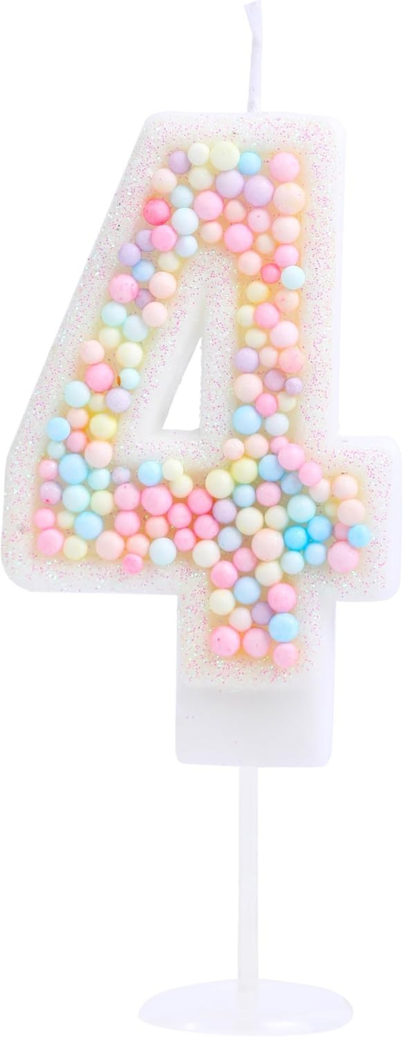 4 Birthday Candle Macaron Glitter Pastel 4 Candle Birthday Girl Women Sweet Theme Four Years Old ... | Amazon (US)