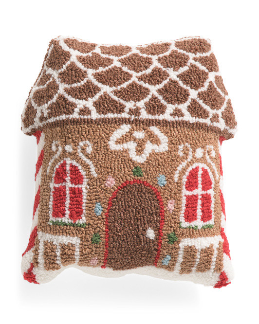 14x14 Gingerbread Hooked Pillow | TJ Maxx