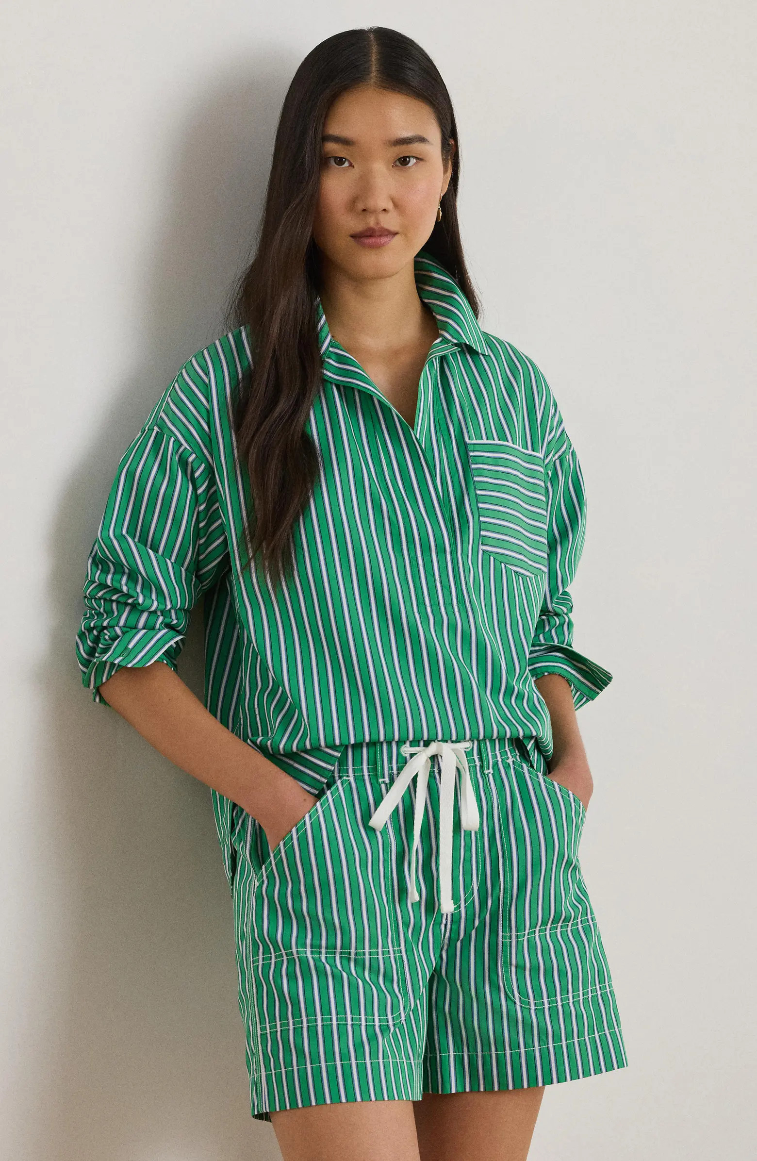 Stachee '70s Stripe Cotton Broadcloth Popover Shirt | Nordstrom
