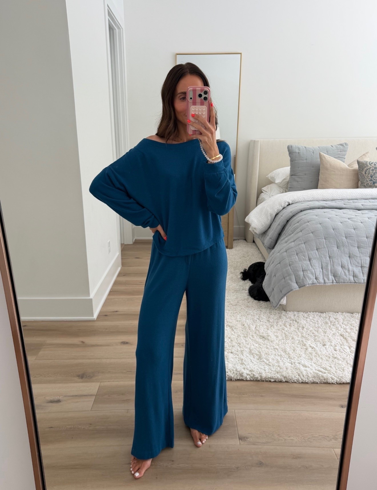 This matching set is such an easy throw on outfit that still feels put together. The relaxed top and wide leg pants have a soft drape, and I love the rich teal color for heading into fall.

matching set, teal matching set, wide leg pants, fall outfit, women’s lounge set, travel outfit, comfortable outfit, two piece set, casual fall style, everyday fashion, annabrstyle

#LTKSeasonal #LTKPetite #LTKootd
