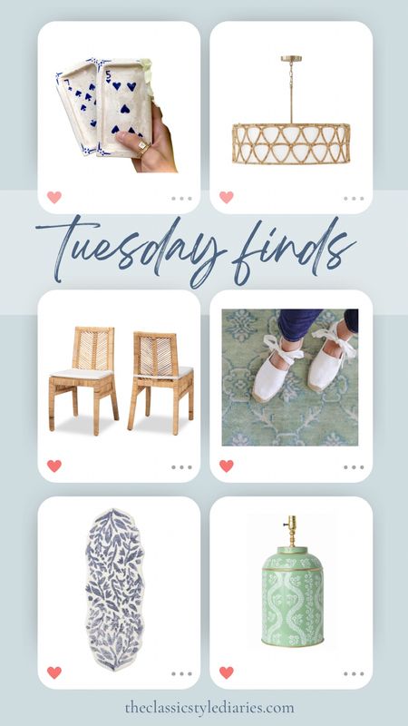Tuesday finds this week include rattan dining chairs for a great price, a green and blue rug from Brooke & Lou, a cute green lamp base, rattan light fixture, blue and white bath mat and a cute gift idea from Etsy 

#LTKHome #LTKFindsUnder100 #LTKSaleAlert