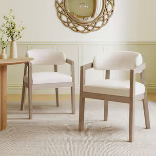 CHRISTOPHER KNIGHT HOME Candice Light Ash Plus Beige Modern Solid Wood Upholstered Dining Chairs ... | The Home Depot