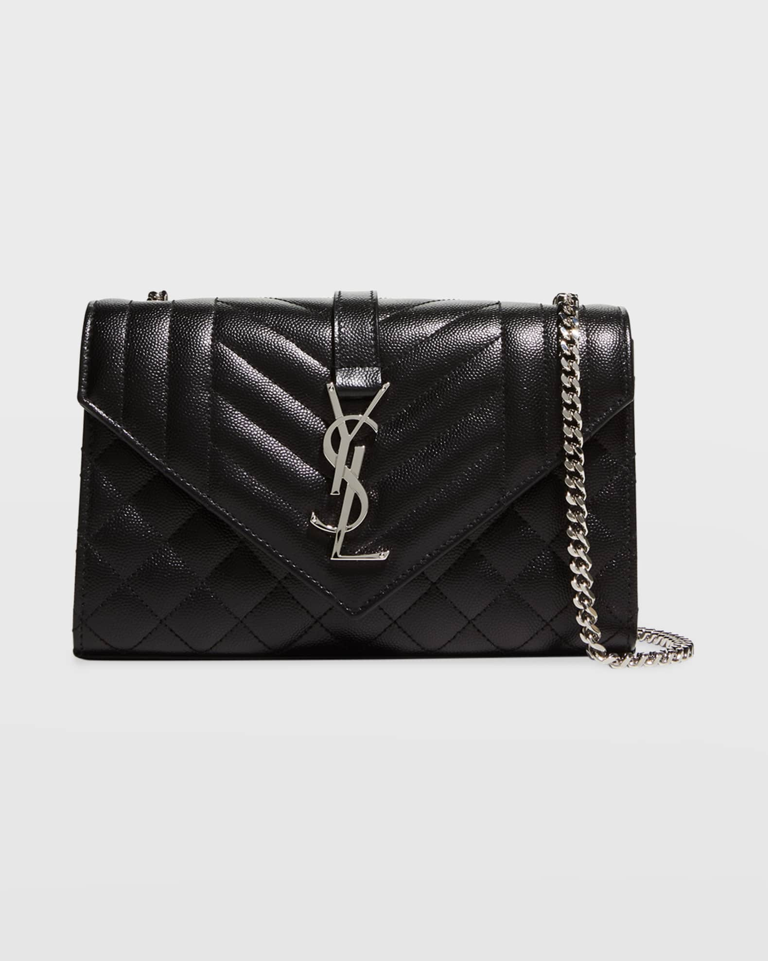 Envelope Triquilt Small YSL Shoulder Bag in Grained Leather | Neiman Marcus