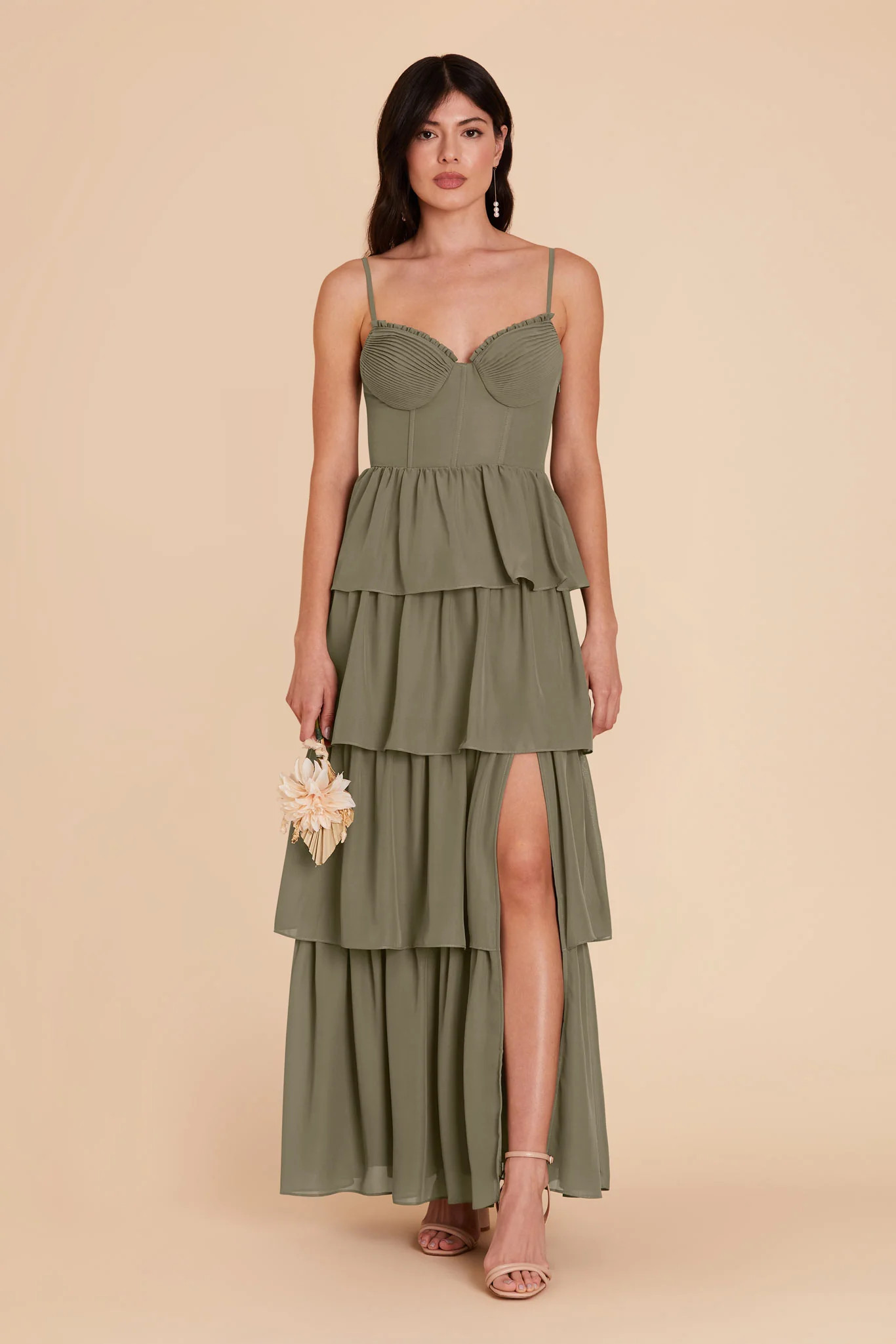 Lola Chiffon Dress - Moss Green | Birdy Grey