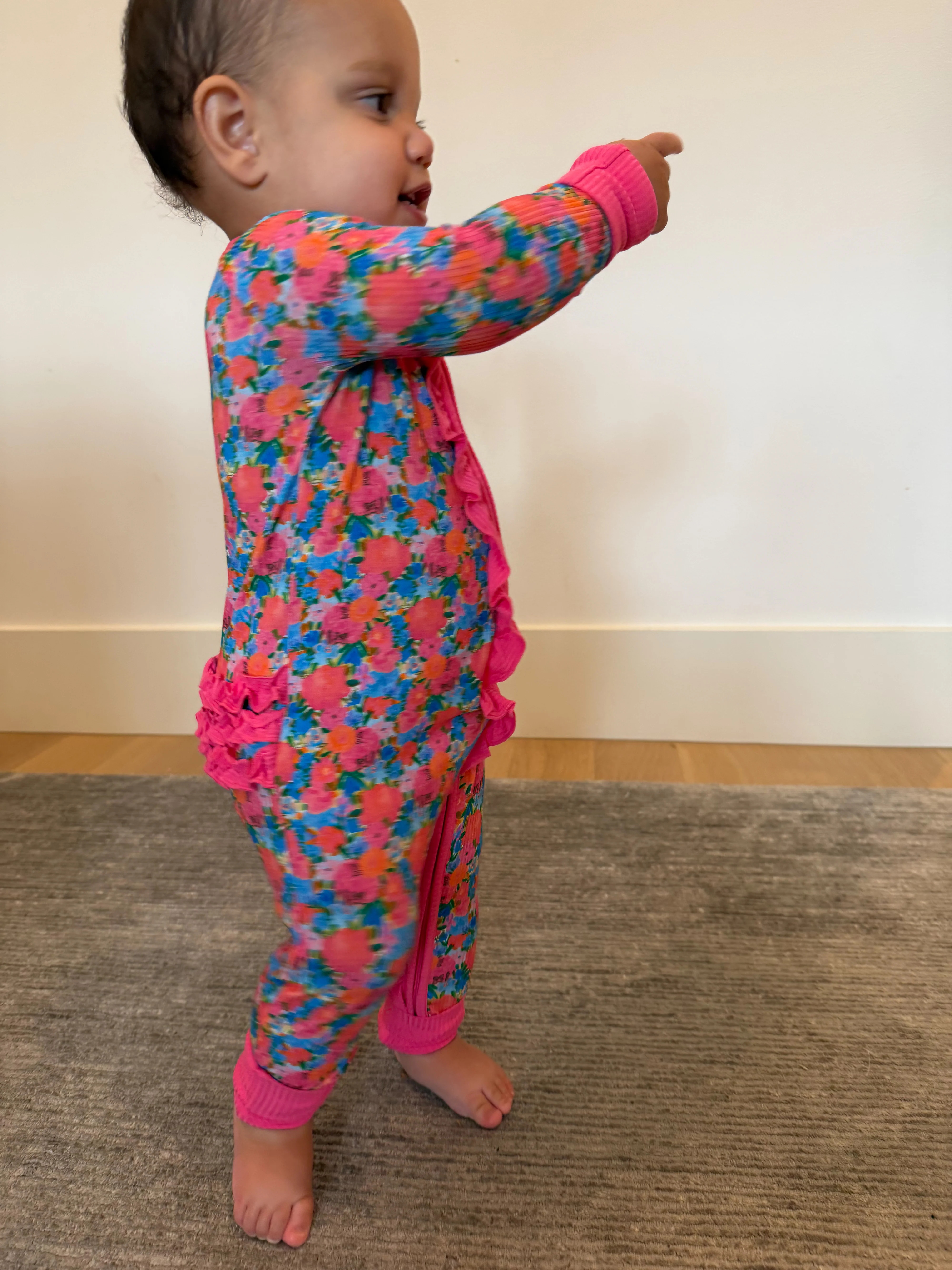Bold Blooms Ruffle Ribbed Zippy | Tiny Talulah | Shop Talulah
