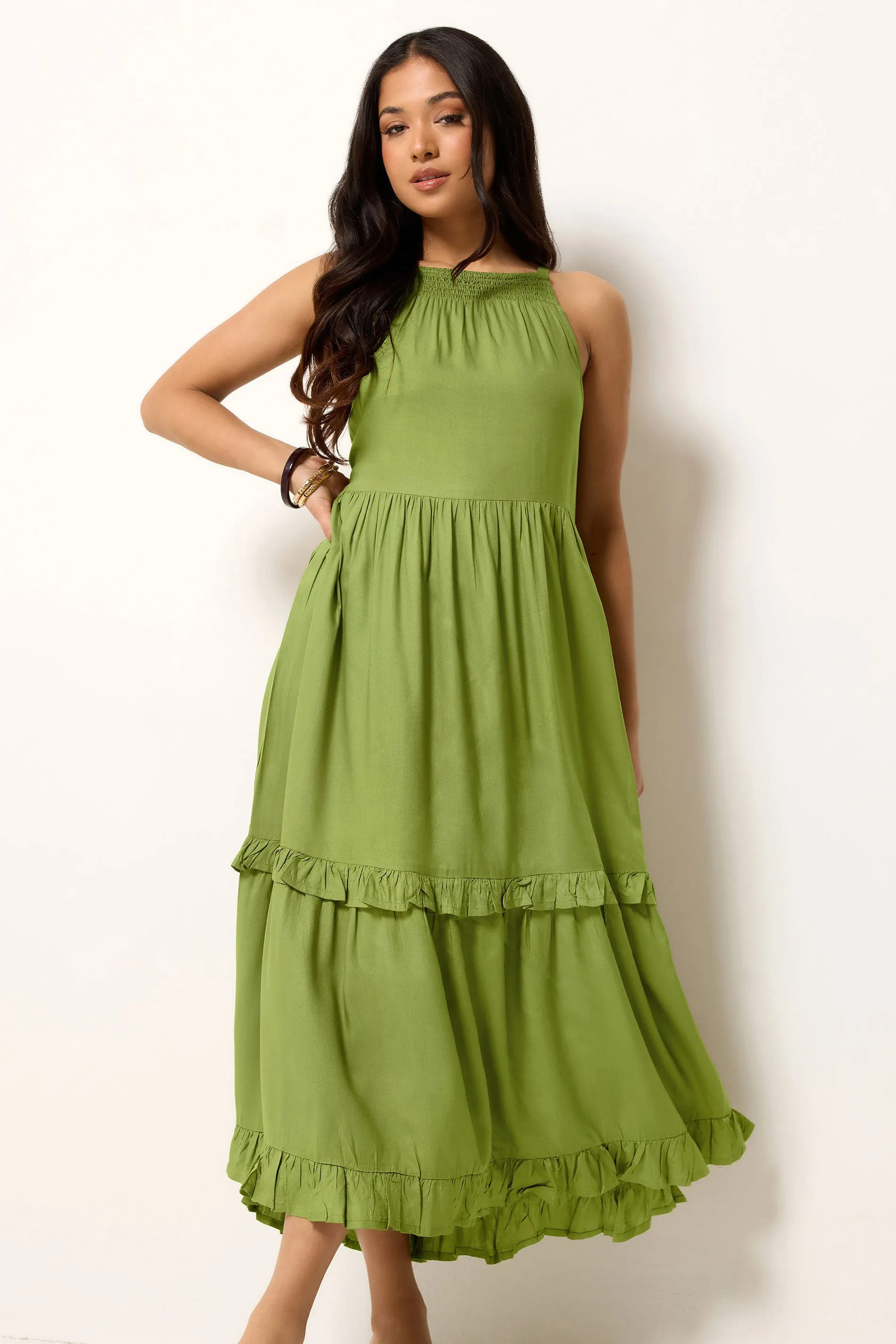 Lime PixieGirl Petite Halter Neck Maxi Dress | Dorothy Perkins | Dorothy Perkins (UK)