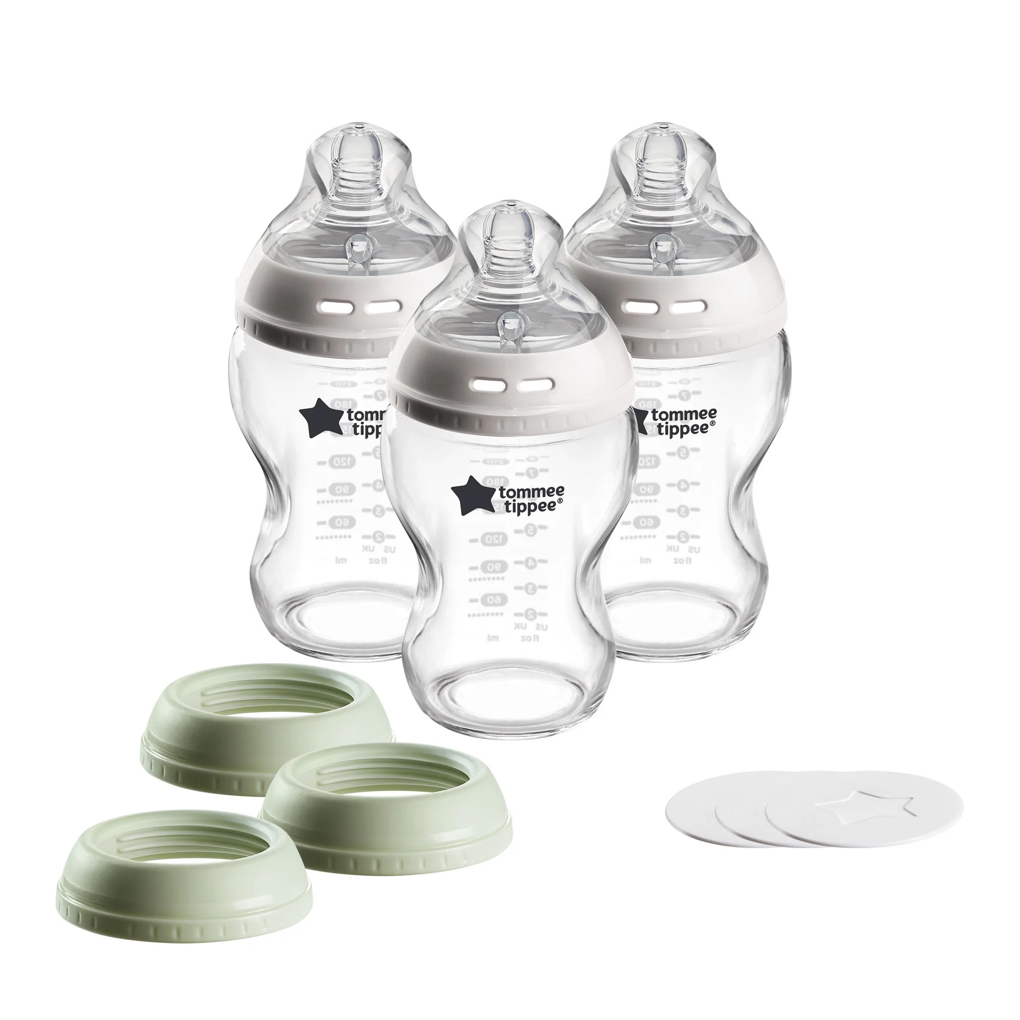 Tommee Tippee Natural Start Glass Baby Bottle, Cup or Jar Set, 9oz, Slow Flow Breast-like Nipple ... | Walmart (US)
