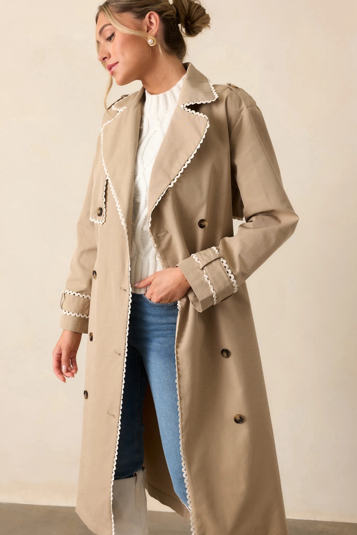 ✨Under $150: A CRAZY IDEA TAUPE RICRAC TRENCH COAT✨ | New Arrival | Neutral | Lace Detail | Navy | Cotton | Trendy | Rainy Day | 

#LTKTravel #LTKStyleTip #LTKSeasonal