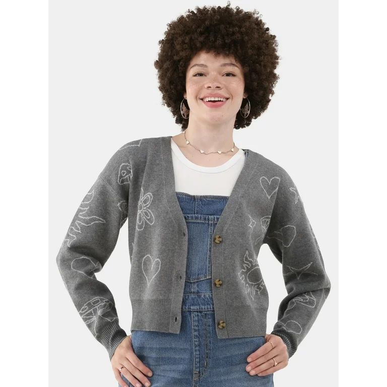 No Boundaries Novelty Cardigan, Women's and Women's Plus | Walmart (US)