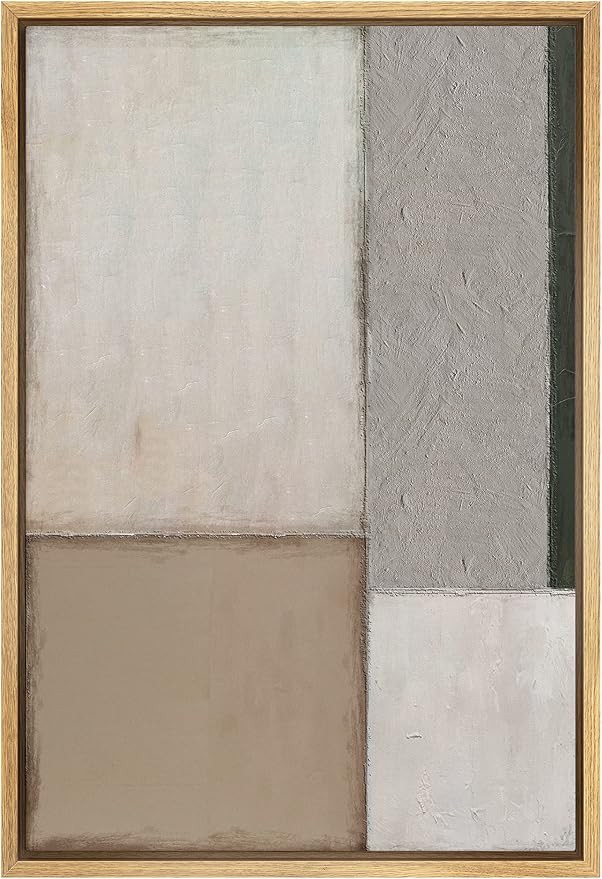 SIGNWIN Framed Canvas Print Wall Art Mid-Century Tan Grunge Color Blocks Abstract Shapes Illustra... | Amazon (US)