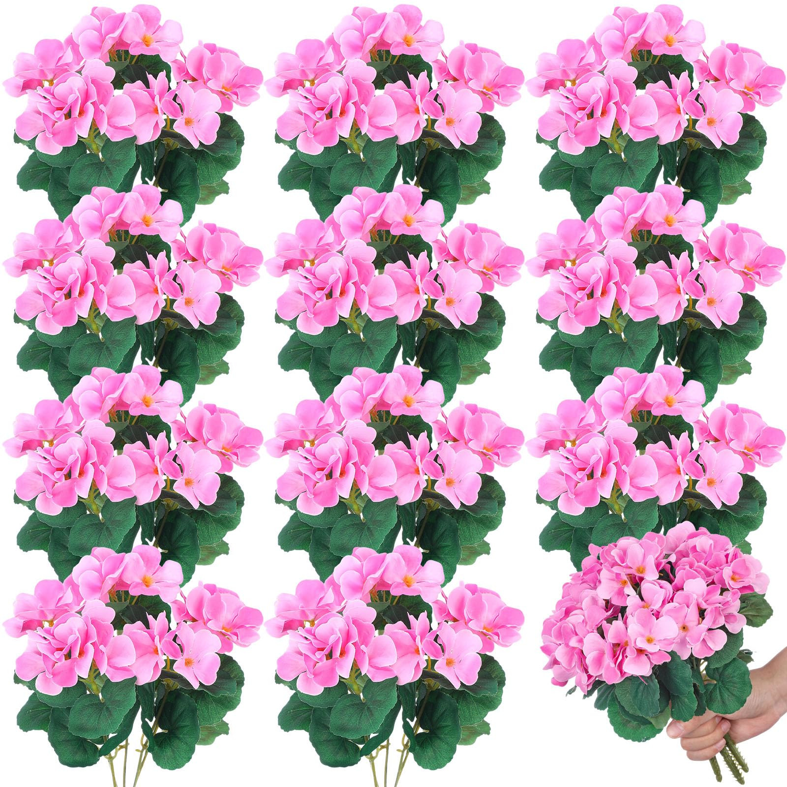 12 Pcs 10.2 Inch Artificial Geranium Flowers Silk Geraniums for Outdoors Faux Bushes Outdoor Fake... | Amazon (US)