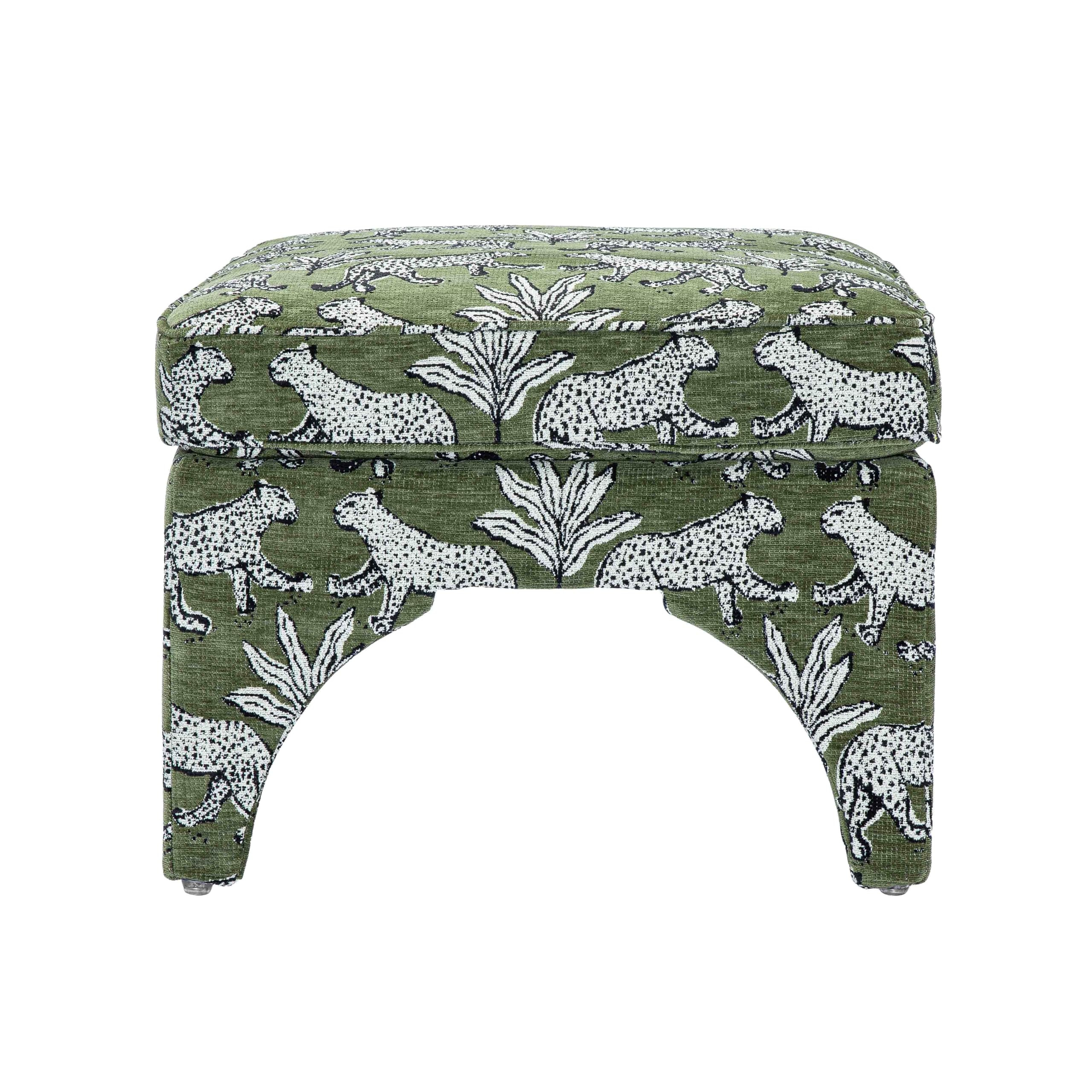 First of a Kind Olive Green Jacquard Ottoman-Upholstered Accent Footrest, Textured Fabric Pouf St... | Amazon (US)