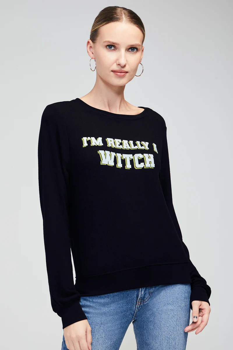 I'm A Witch Baggy Beach Jumper | Jet Black | Wildfox