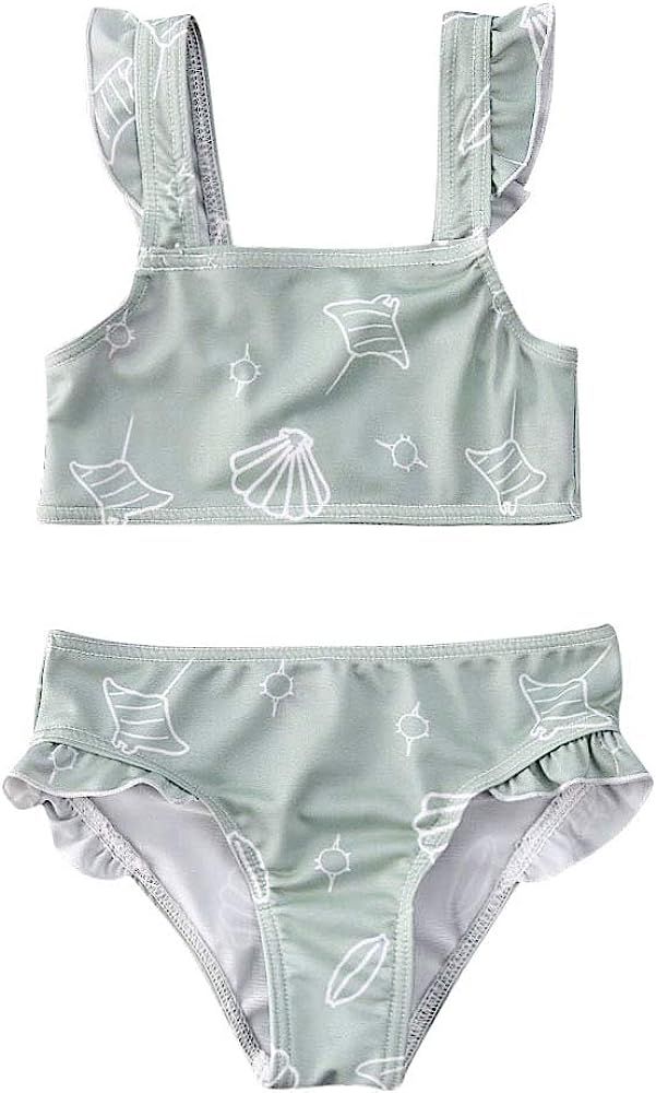 Toddler Baby Girl Swimsuit Two Pieces Tankini Set Ruffle Bathing Suit Bikini Swimwear Beachwear | Amazon (US)
