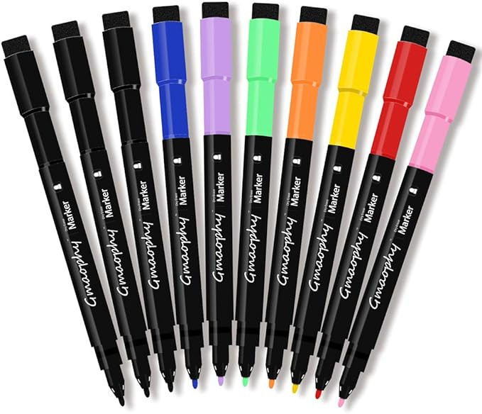 Magnetic Dry Erase Markers - 10 Pcs 8 Color Fine Tip Whiteboard Markers with Eraser Cap, Low Odor... | Amazon (US)