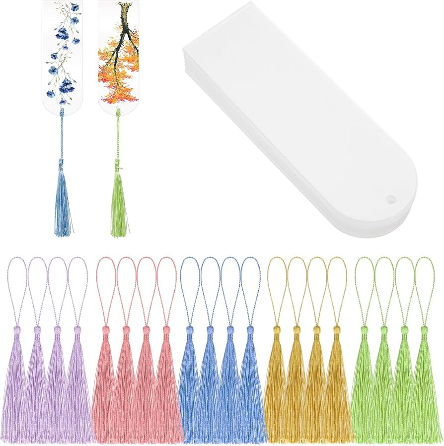 30 Pcs Blank Acrylic Bookmarks with Colorful Tassels, Transparent Rectangle Design for Readers, S... | Amazon (CA)