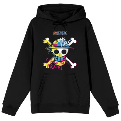 One Piece (Live Action) Graffiti-Style Straw Hat Pirates Adult Black Graphic Hoodie-Small | Target