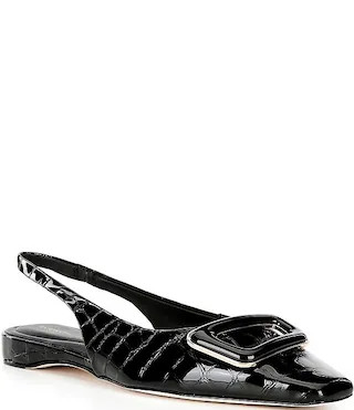 Antonio Melani Marlow Crocodile Embossed Patent Leather Ornamented Slingback Flats | Dillard's | Dillard's