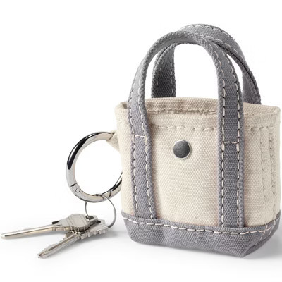 Lands' End Mini Canvas Tote Charm - One Size Fits Most - Natural/Silver Graphite | Target